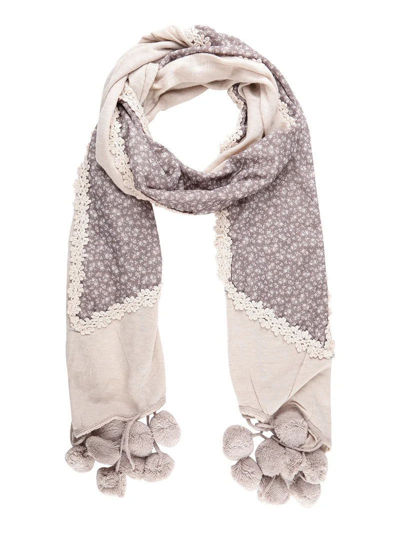 Sciarpa donna con pom pon - beige