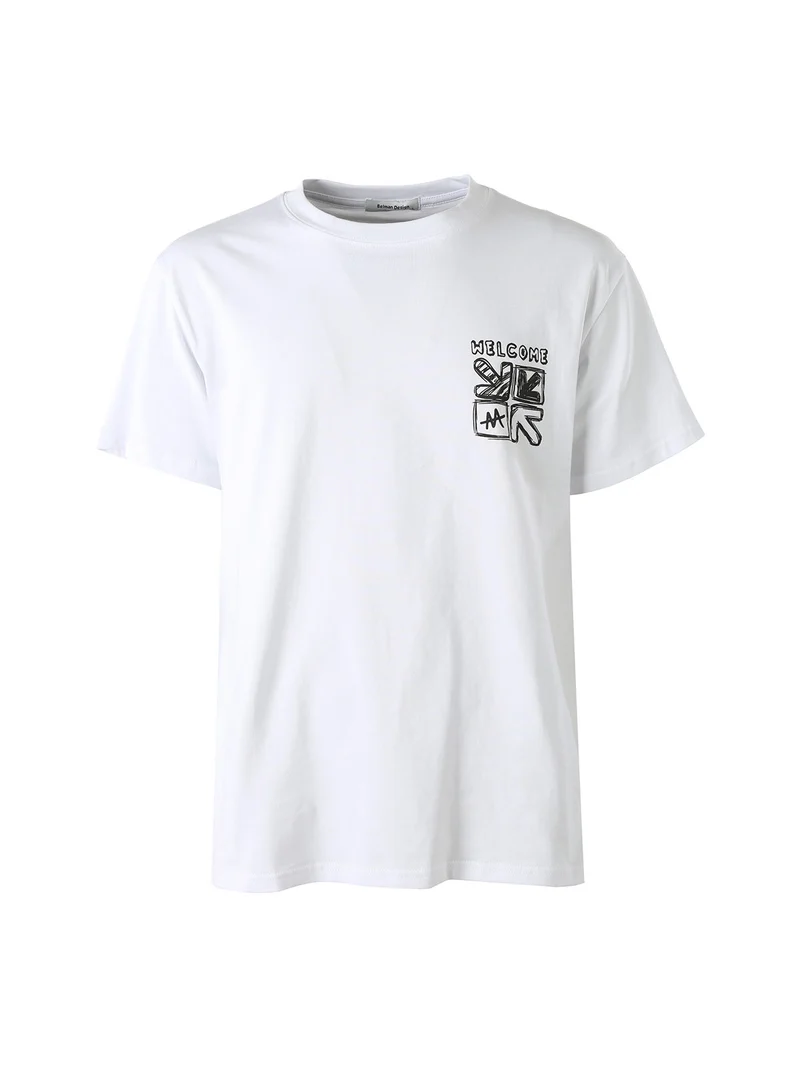 T-shirt da uomo in cotone con stampa dietro - bianco