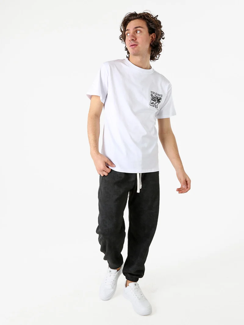 T-shirt da uomo in cotone con stampa dietro - bianco