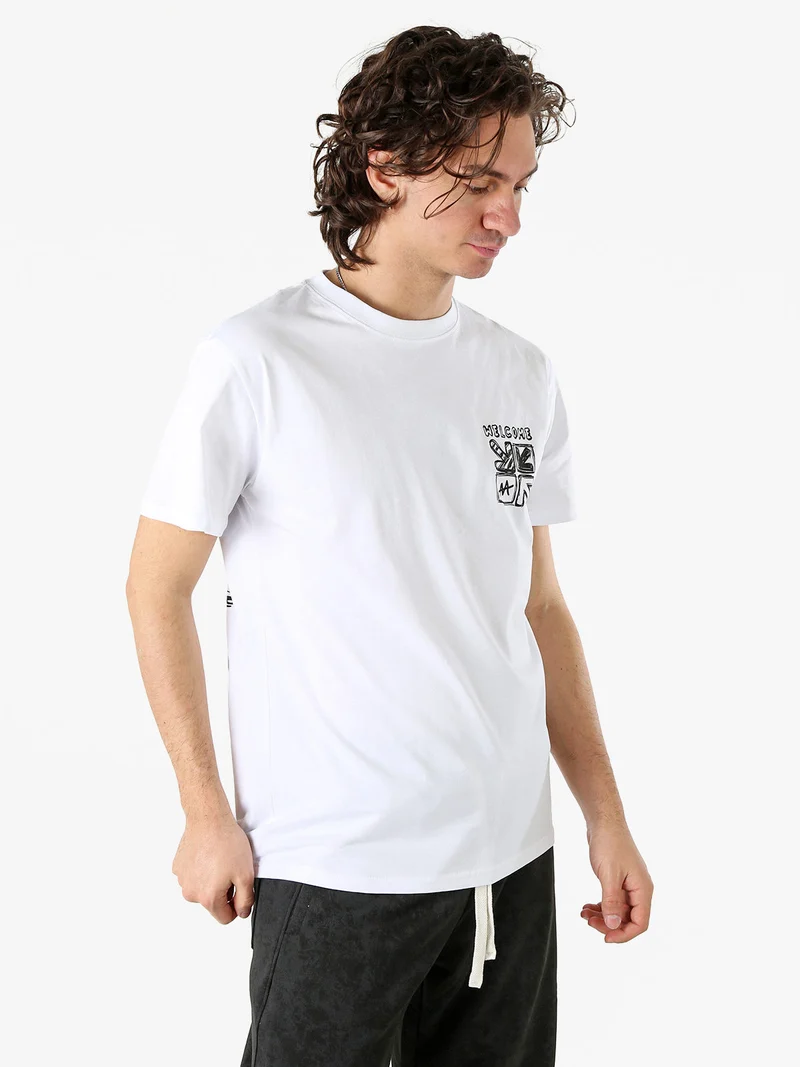 T-shirt da uomo in cotone con stampa dietro - bianco
