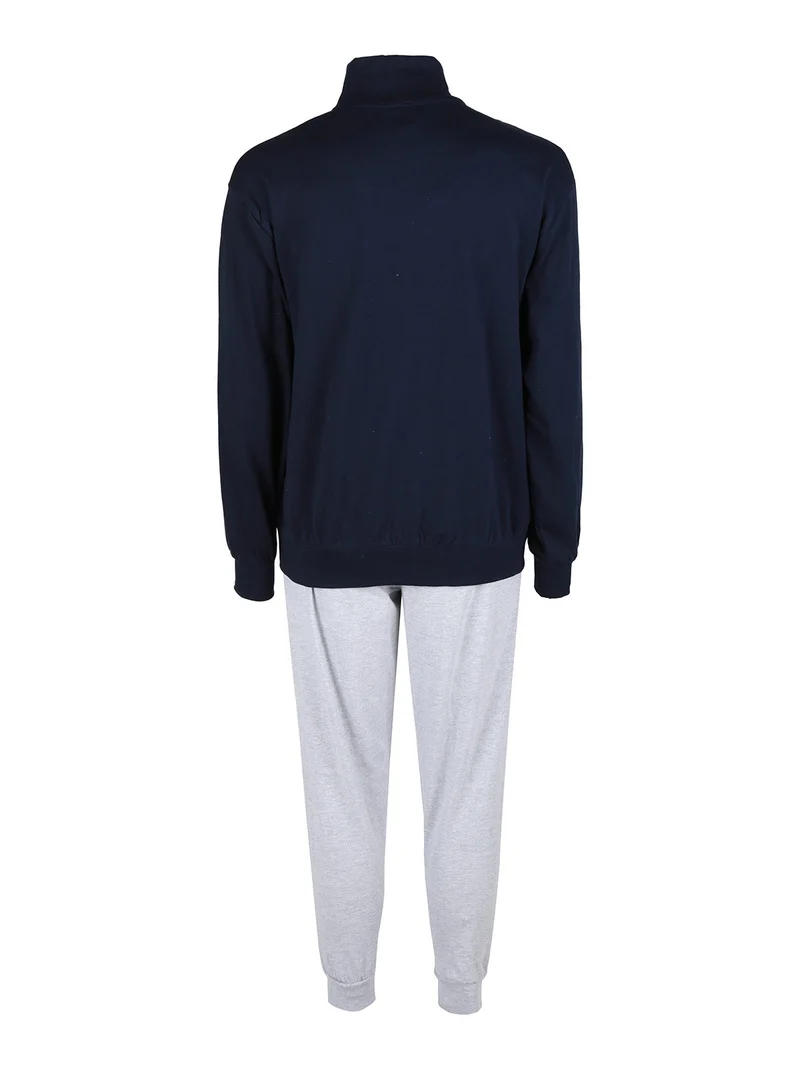 Tuta da uomo 2 pezzi in cotone con zip intera - blu scuro