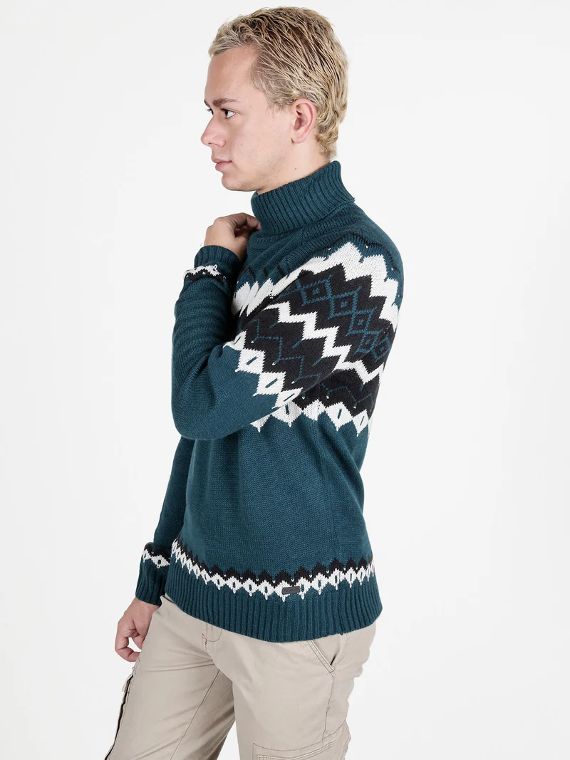 Maglione dolcevita da uomo in misto lana - ottanio