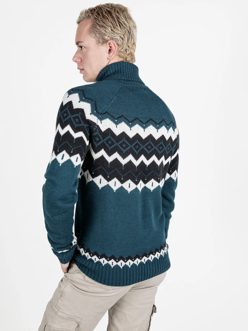 Maglione dolcevita da uomo in misto lana - ottanio