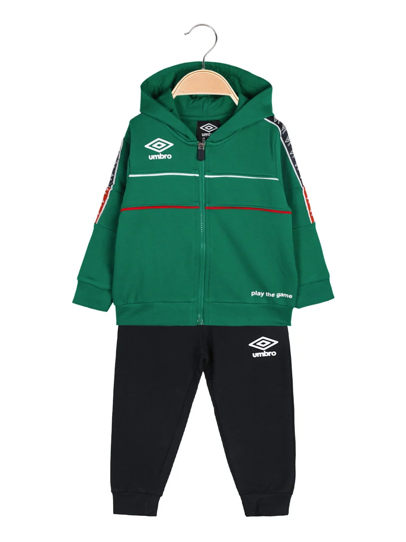 Completo tuta da neonato 2 pezzi con cappuccio e zip - verde
