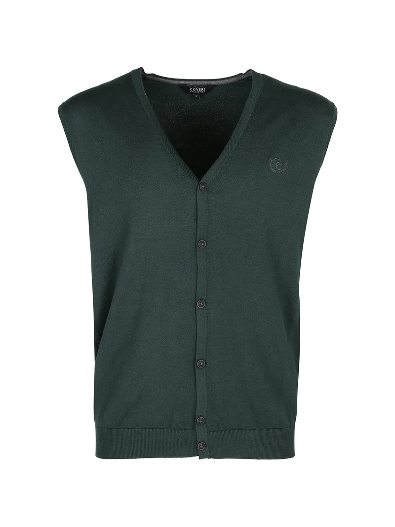 Gilet in maglia da uomo con bottoni - verde