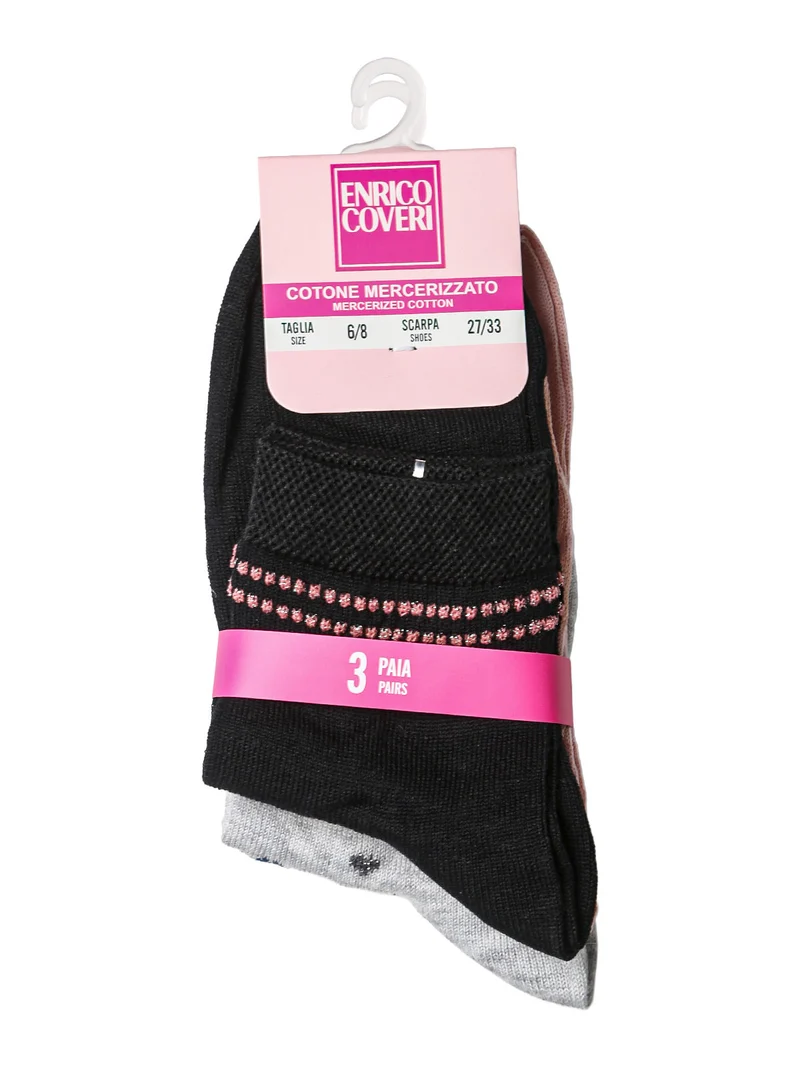 Confezione da 3 paia di calze corte da bambina - rosa