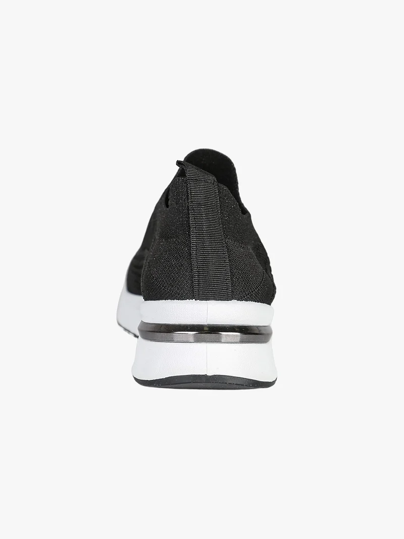 Sneakers donna slip on in maglia con zeppa - nero