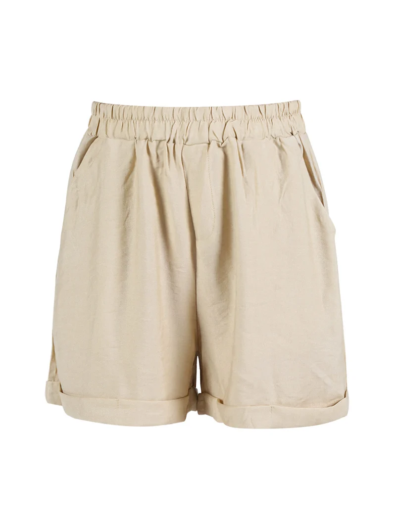 Shorts donna con risvolto - beige