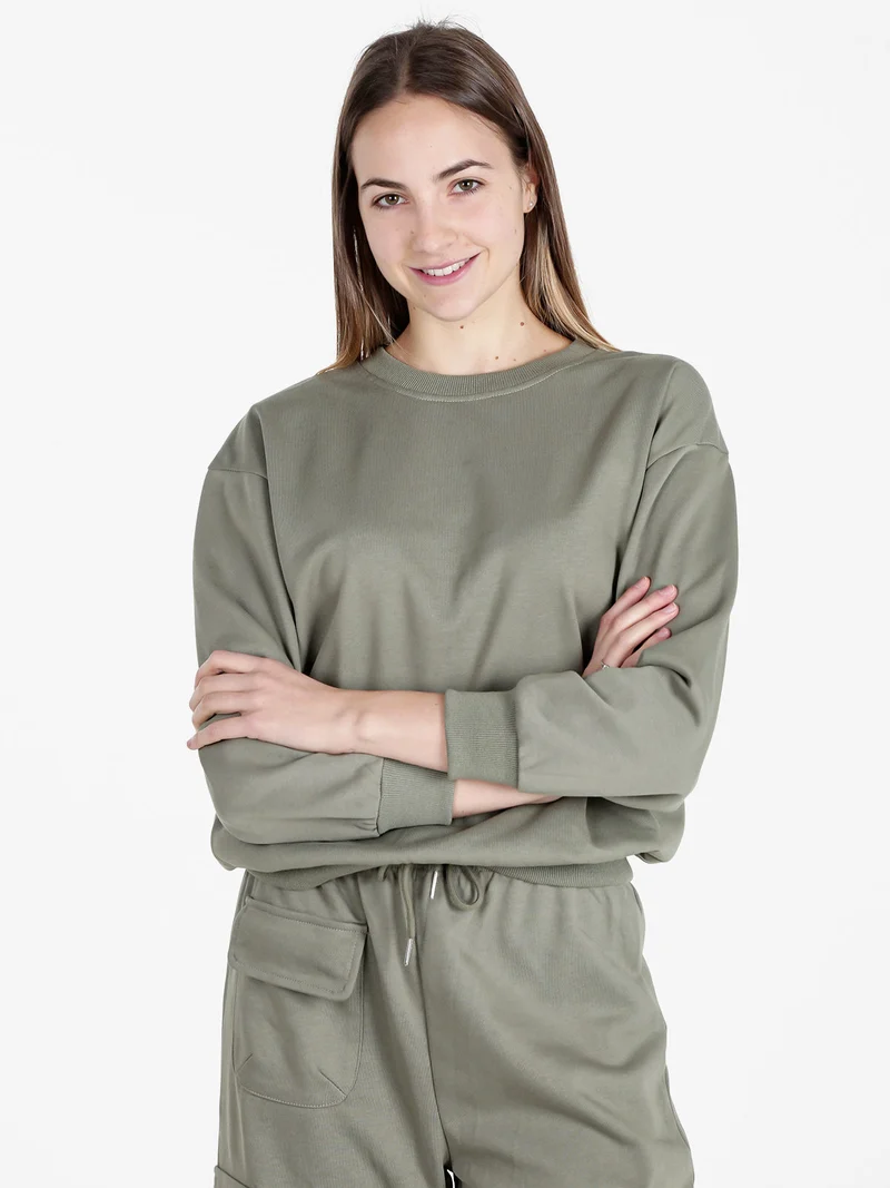 Felpa girocollo da donna - militare