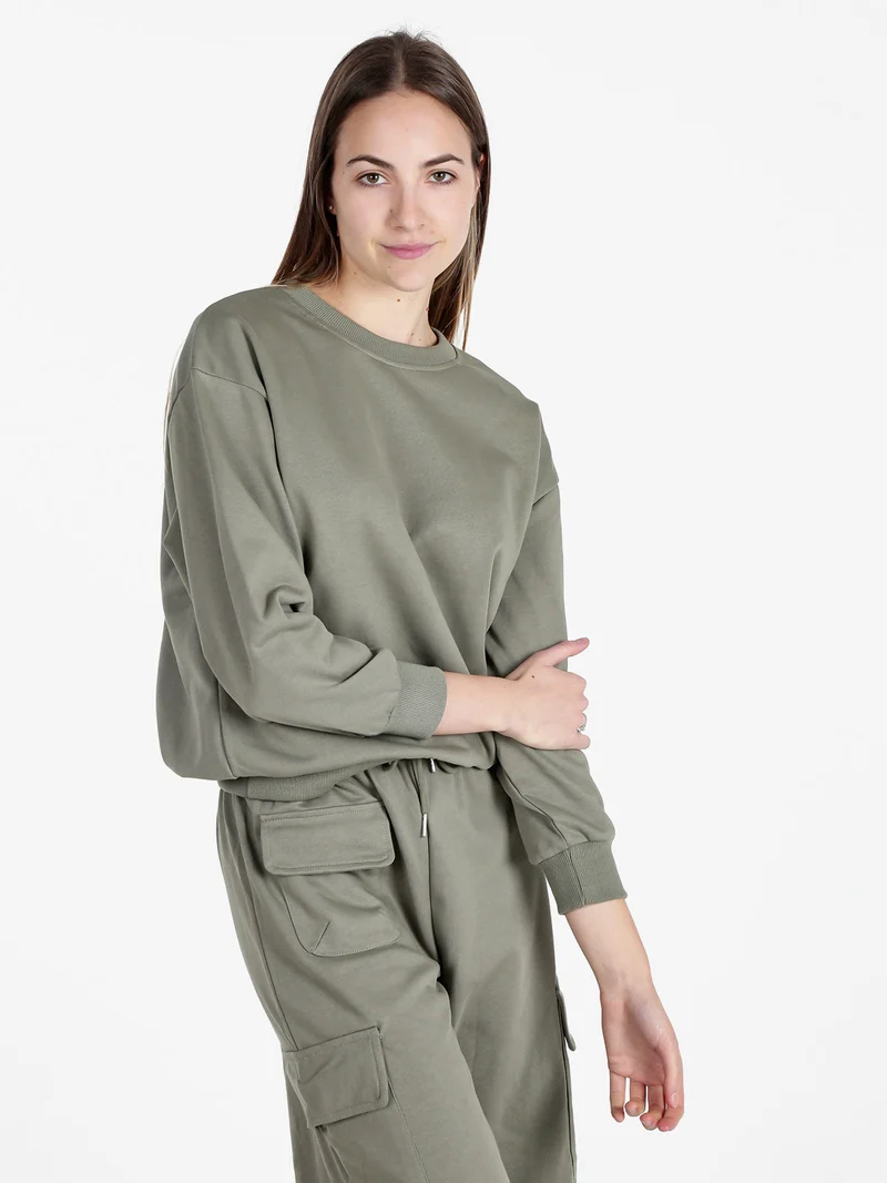Felpa girocollo da donna - militare