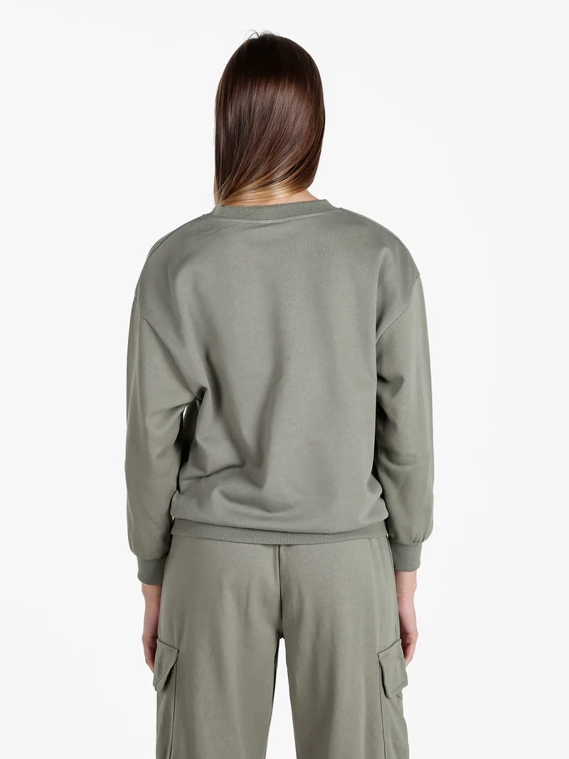 Felpa girocollo da donna - militare