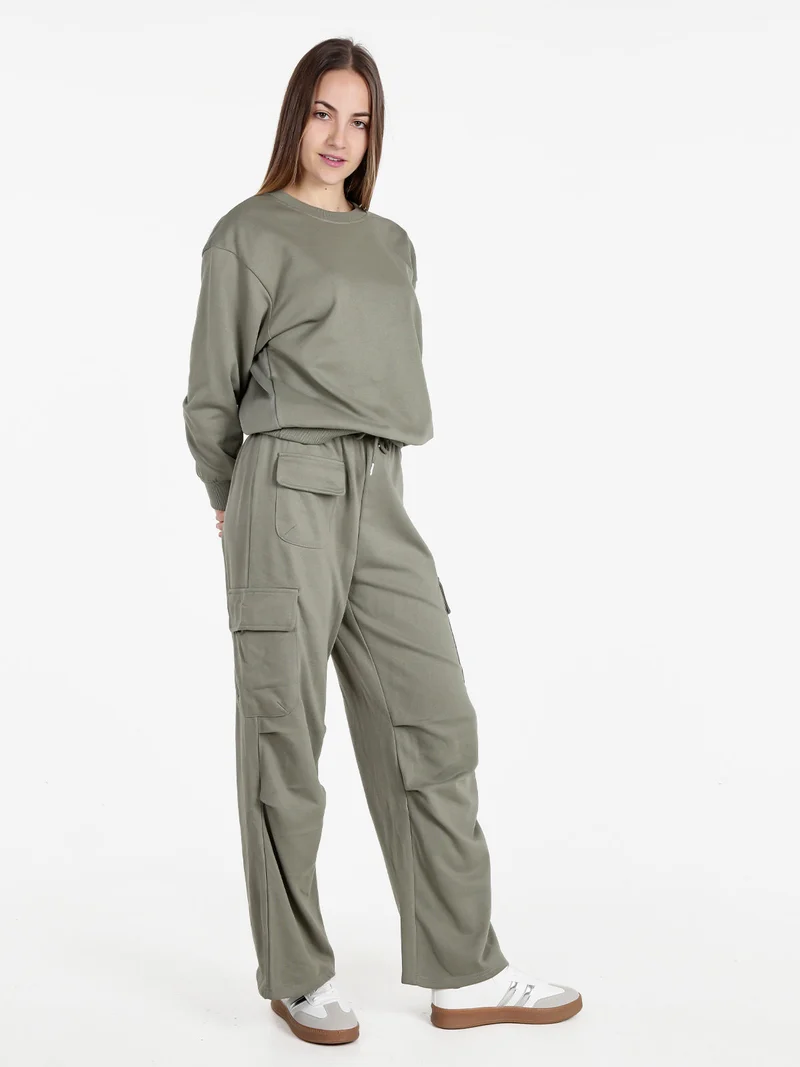 Felpa girocollo da donna - militare