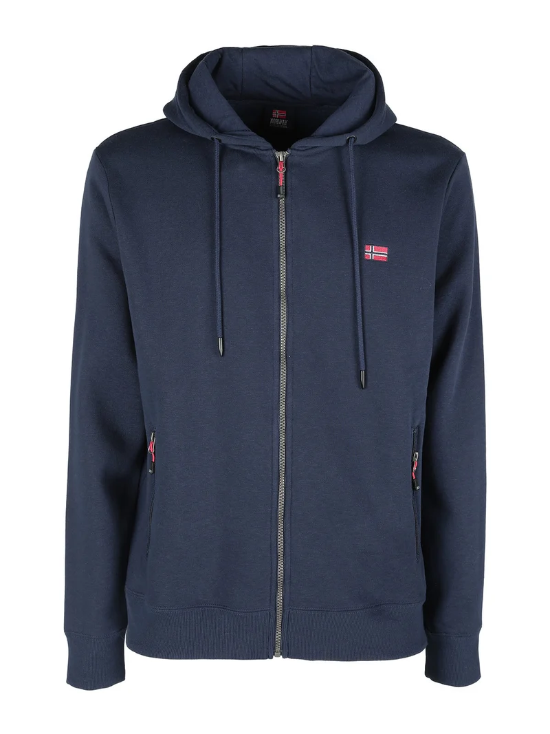 Felpa da uomo con cappuccio e zip - blu scuro