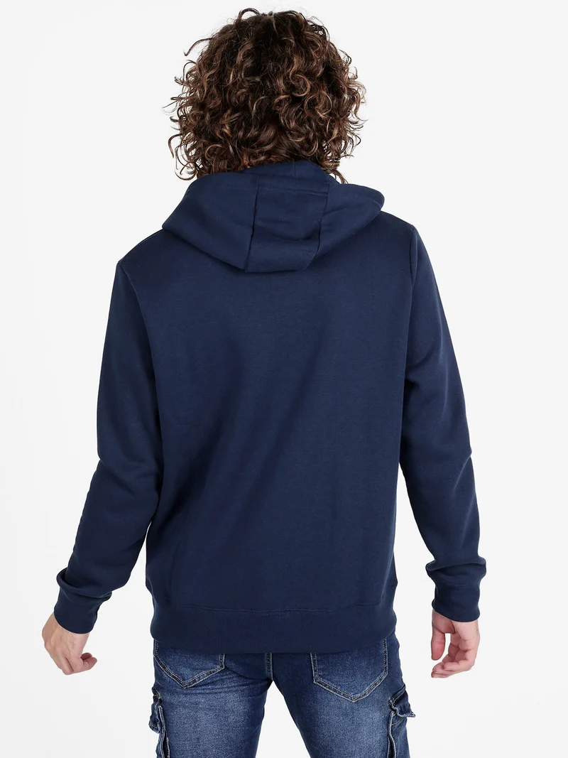 Felpa da uomo con cappuccio e zip - blu scuro