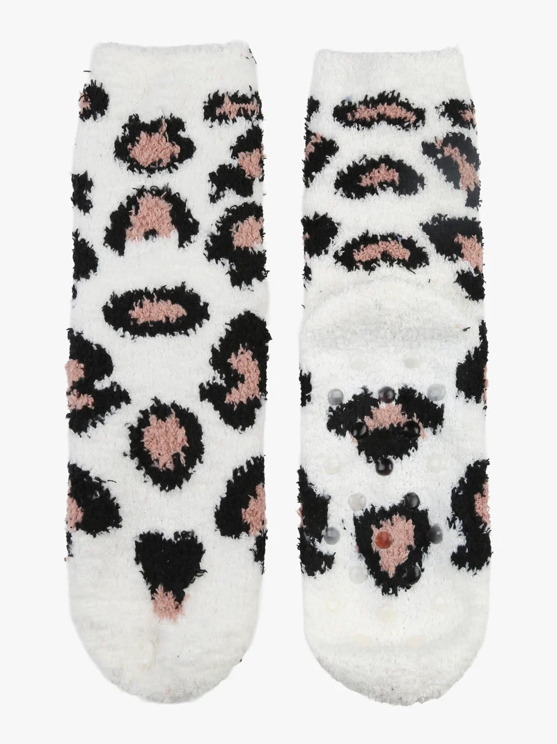 Calze donna antiscivolo maculate - bianco
