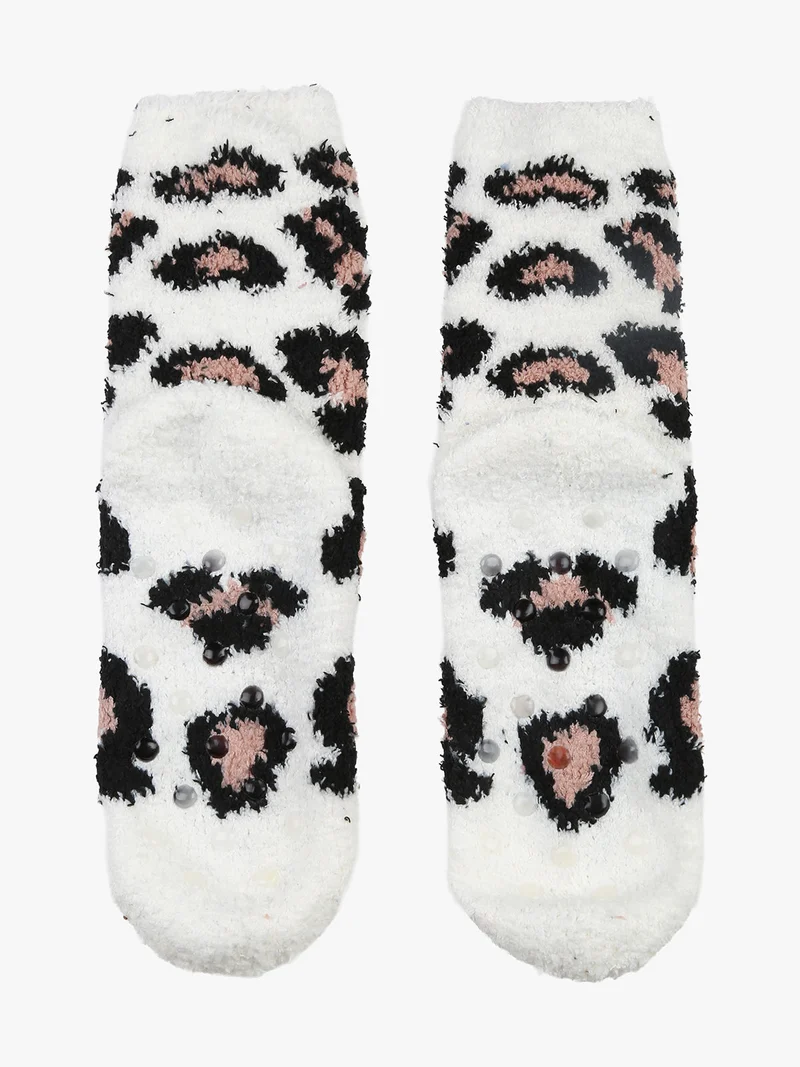 Calze donna antiscivolo maculate - bianco