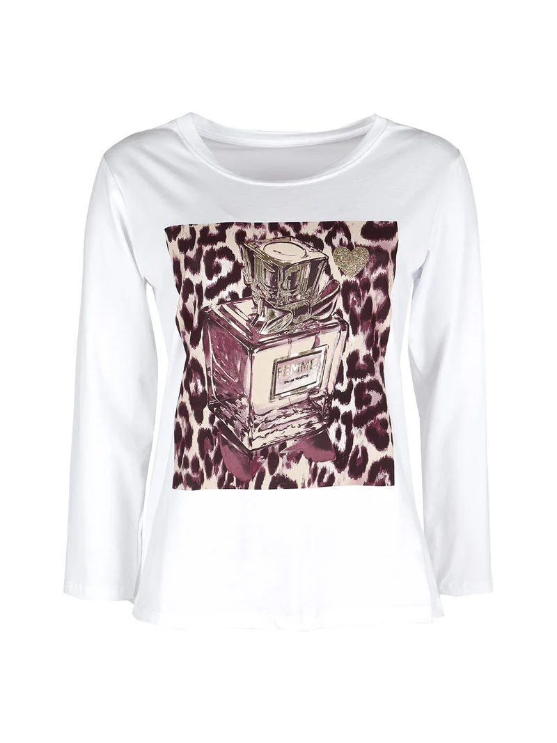 T-shirt donna a maniche lunghe in cotone - porpora