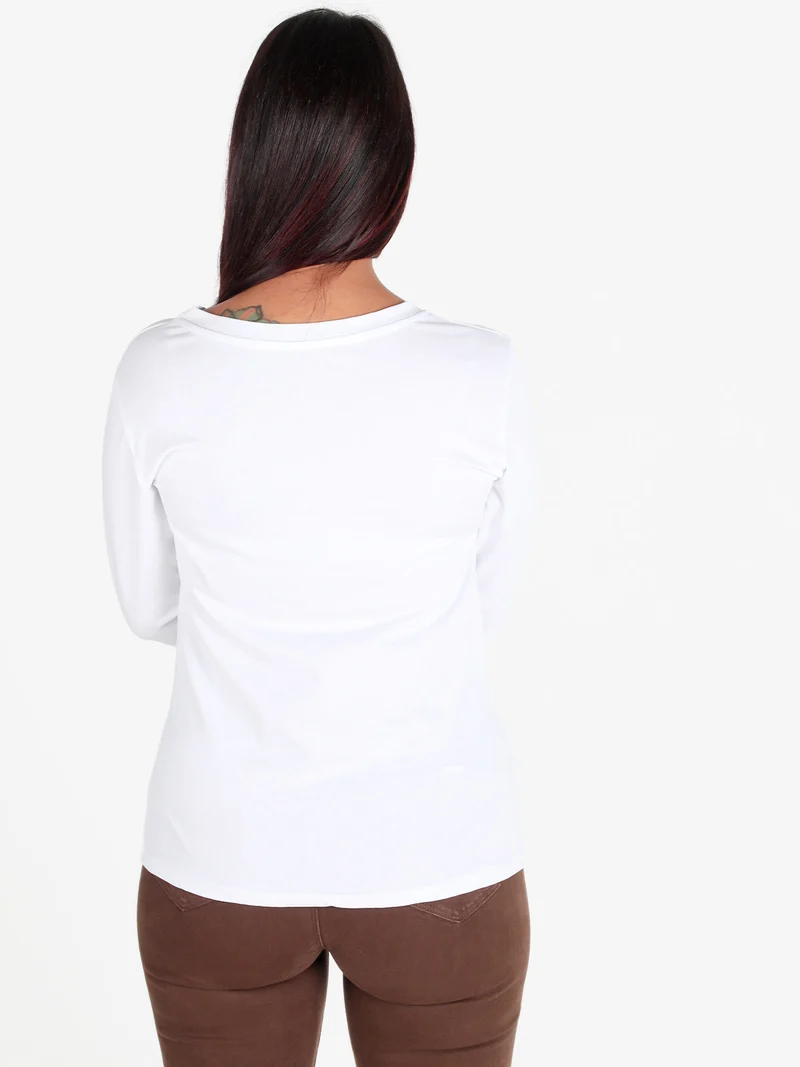 T-shirt donna a maniche lunghe in cotone - porpora