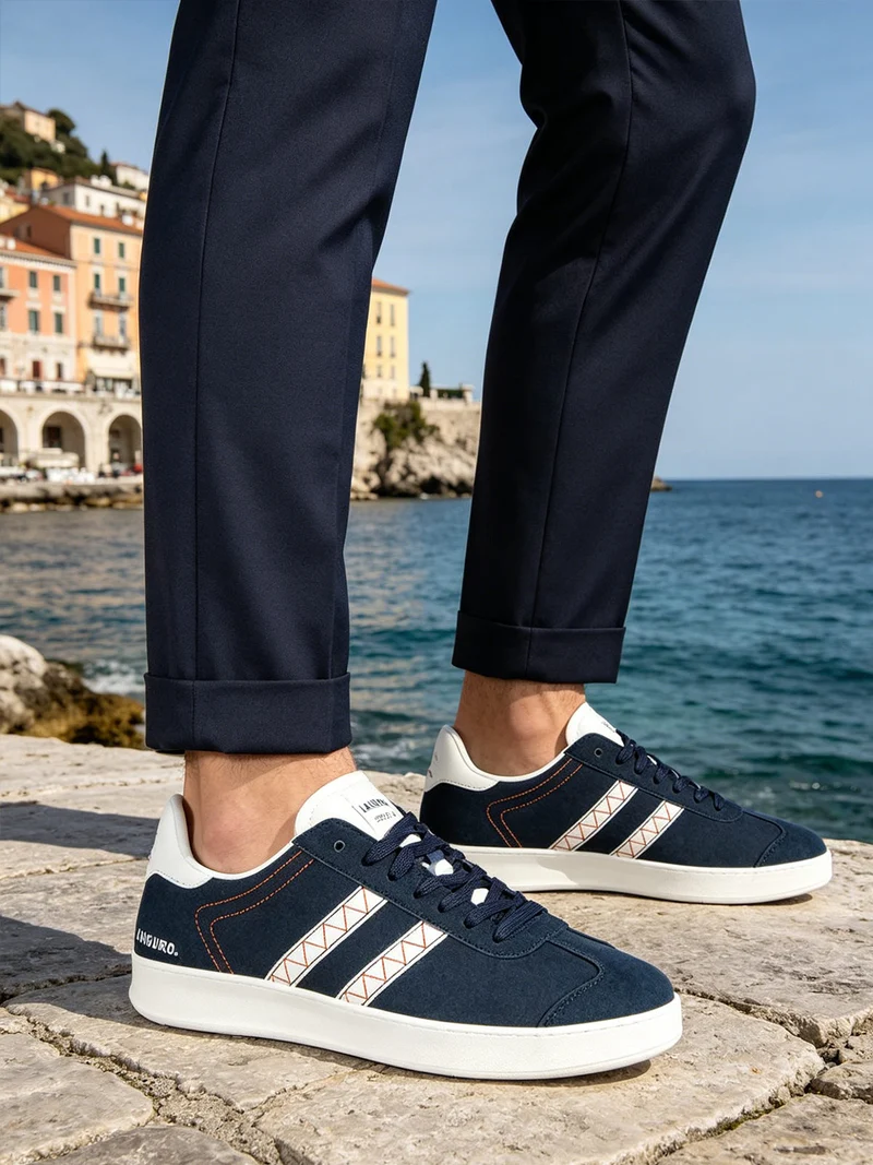 Sneakers basse da uomo - blu scuro