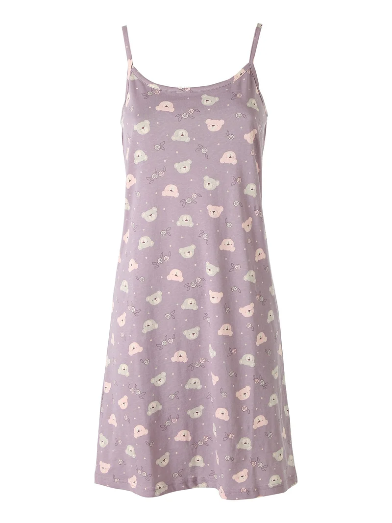 HONEY Camicia da notte in cotone con spalline sottili - viola