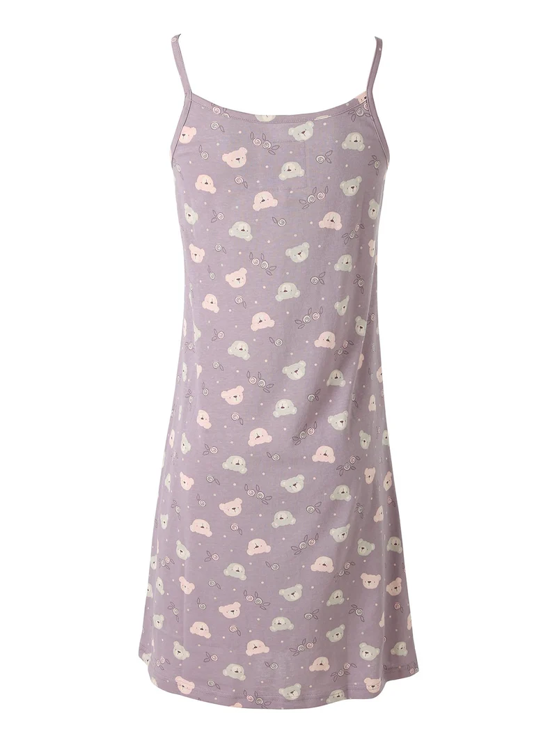 HONEY Camicia da notte in cotone con spalline sottili - viola