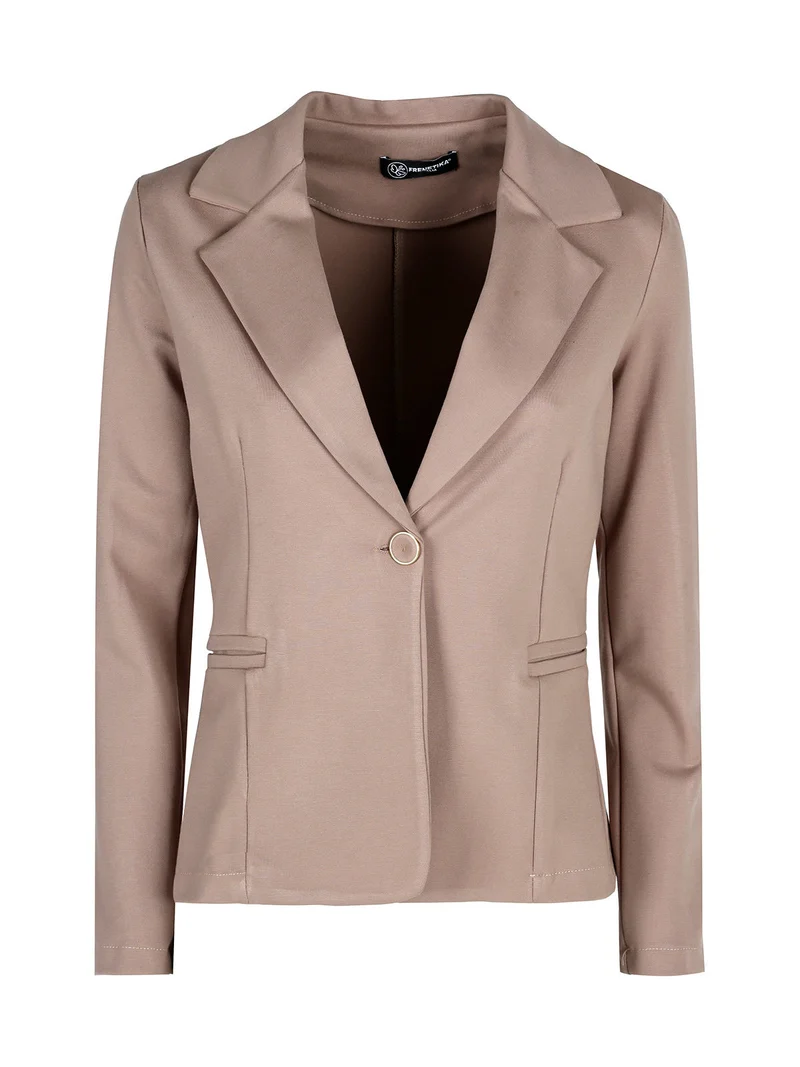 Blazer donna con bottone - cammello