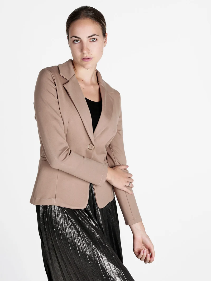 Blazer donna con bottone - cammello