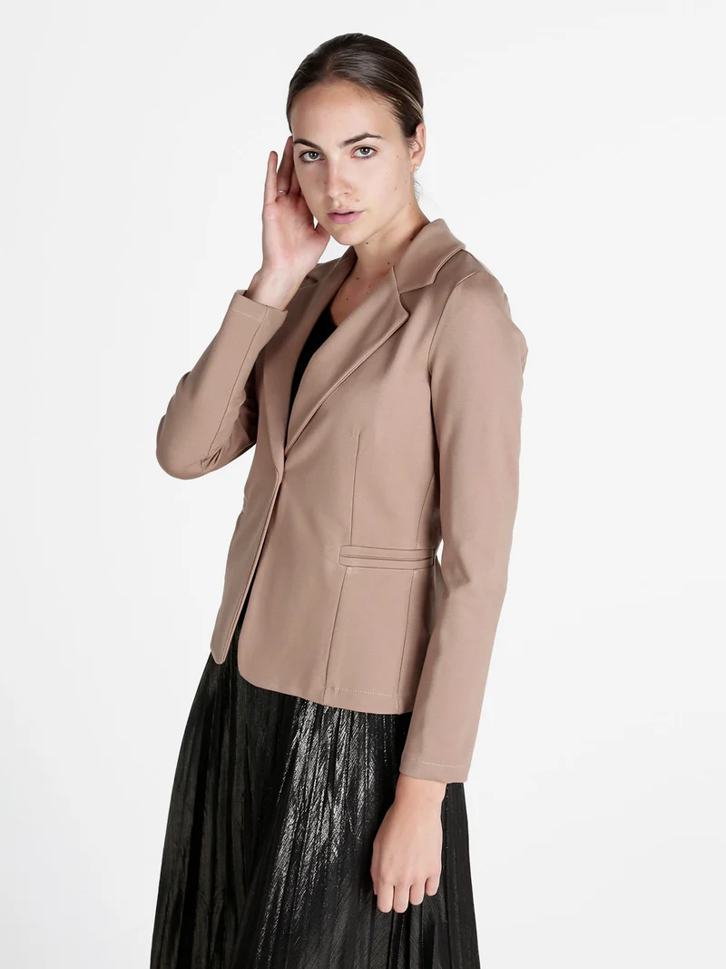 Blazer donna con bottone - cammello