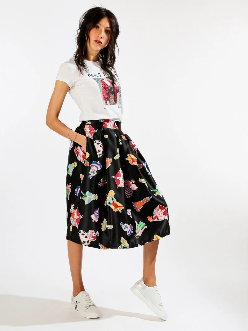 T-shirt manica corta con stampe - bianco