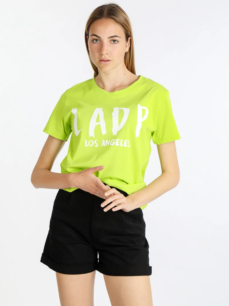 T-shirt manica corta donna con scritta - limone