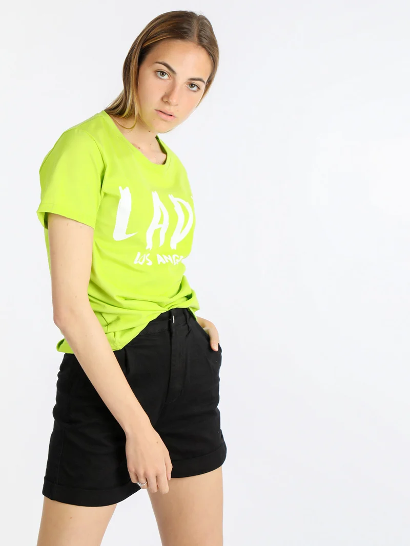 T-shirt manica corta donna con scritta - limone