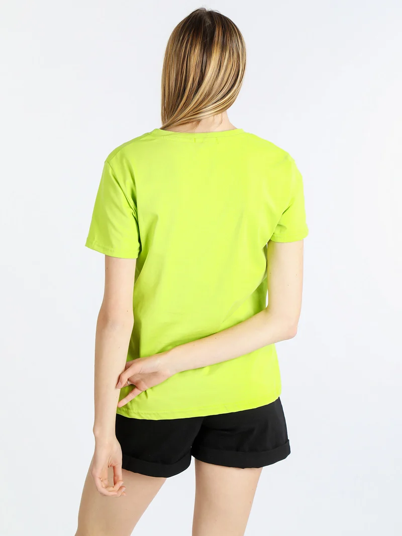 T-shirt manica corta donna con scritta - limone
