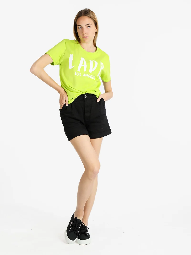 T-shirt manica corta donna con scritta - limone
