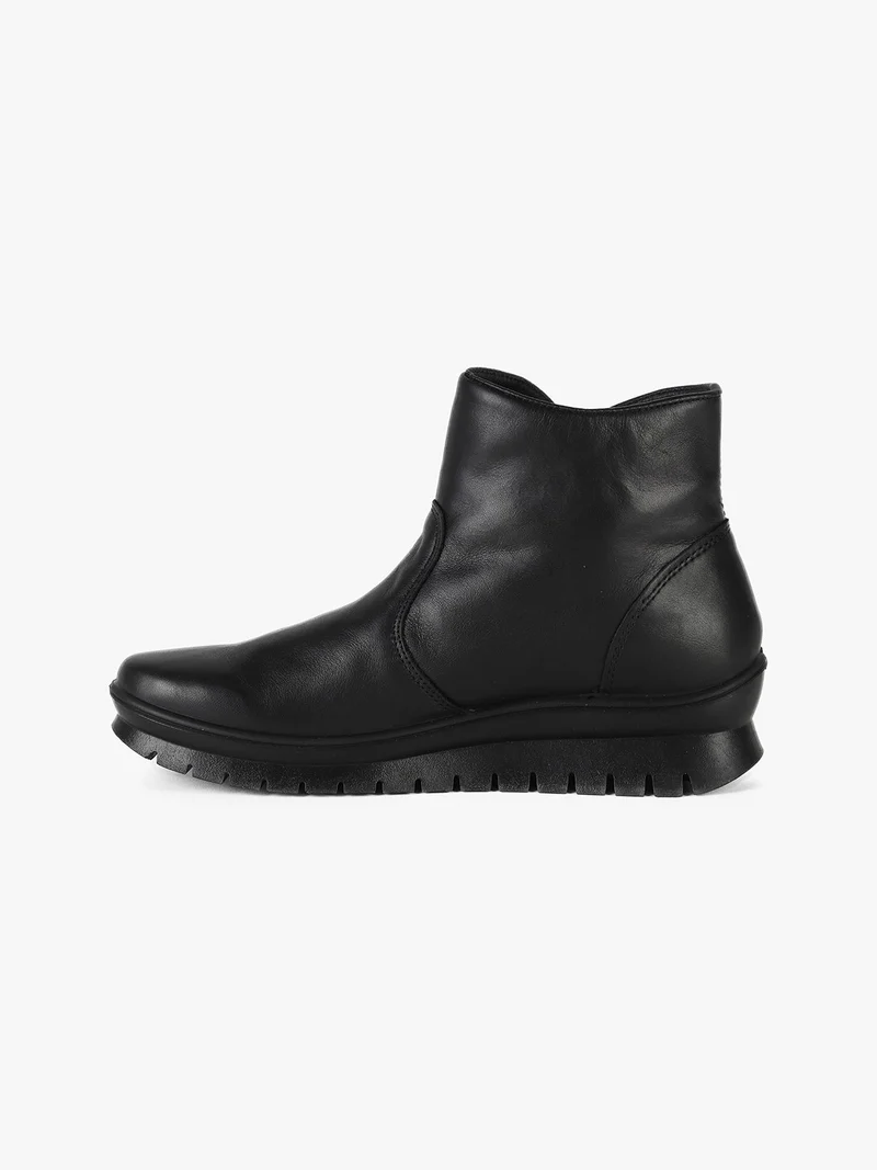 Stivaletti donna in pelle con zeppa - nero