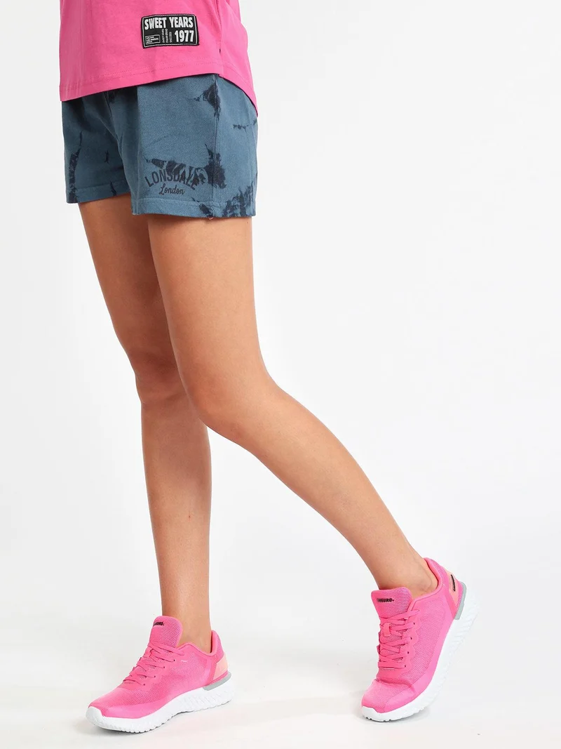 shorts donna con stampa sfumata - blu scuro