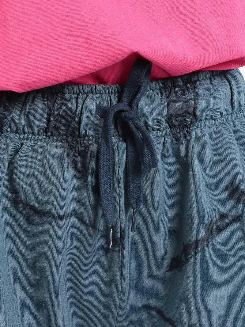 shorts donna con stampa sfumata - blu scuro