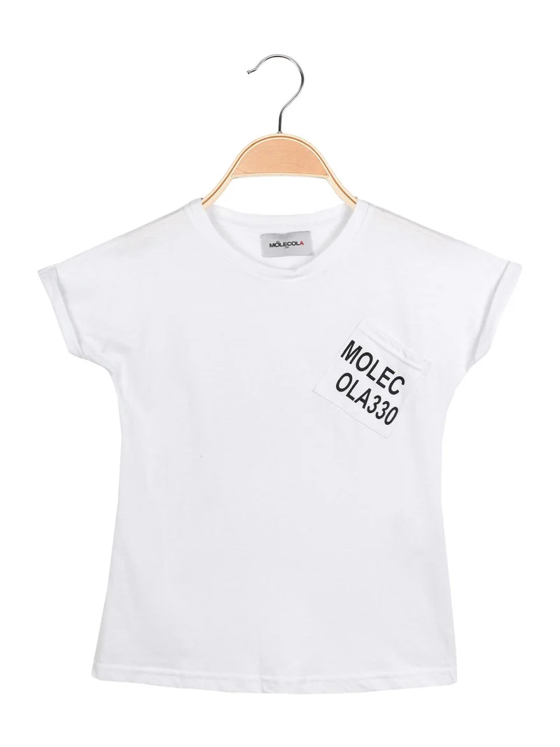 T-shirt in cotone con taschino - bianco