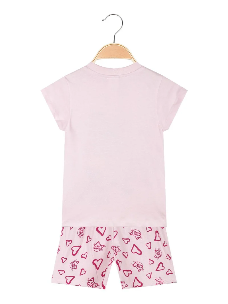 Pigiama corto bambina in cotone - rosa