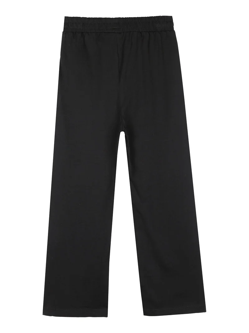 Pantaloni da bambina a gamba larga con strass - nero