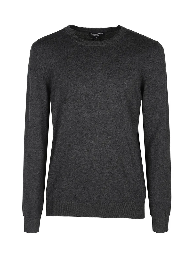 Pullover girocollo da uomo in maglia - antracite