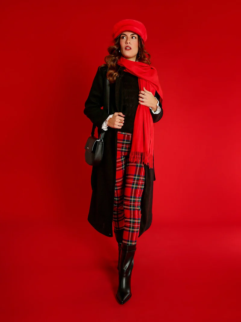 Sciarpa donna con frange - rosso