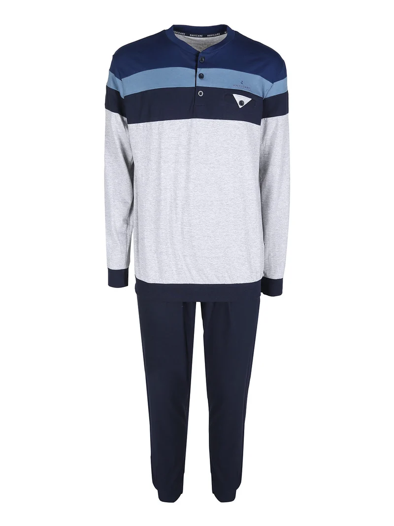 Pigiama lungo da uomo in cotone - grigio
