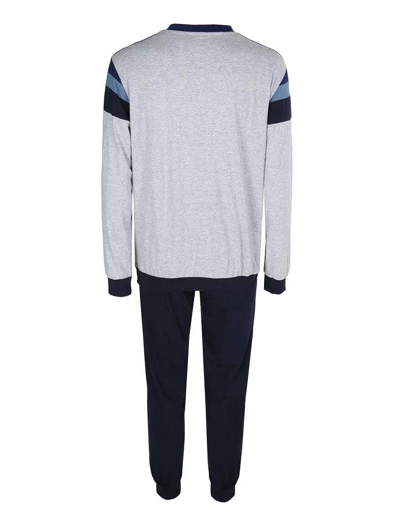Pigiama lungo da uomo in cotone - grigio