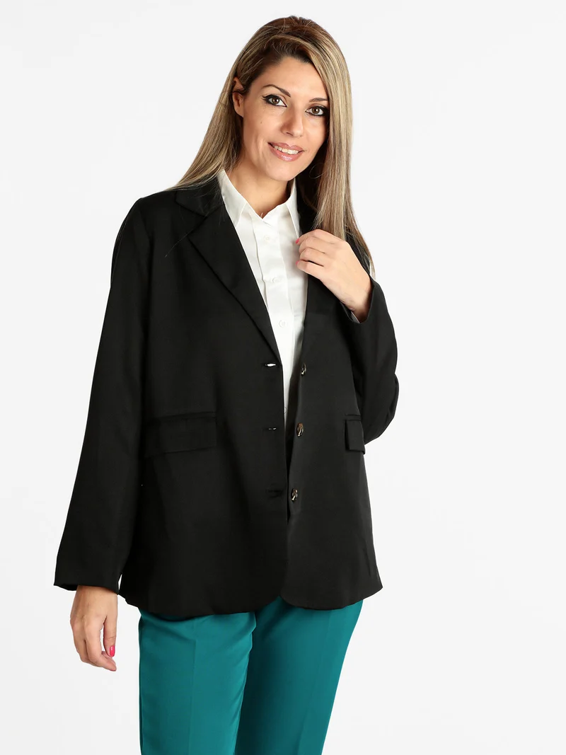 Blazer donna con bottoni - nero
