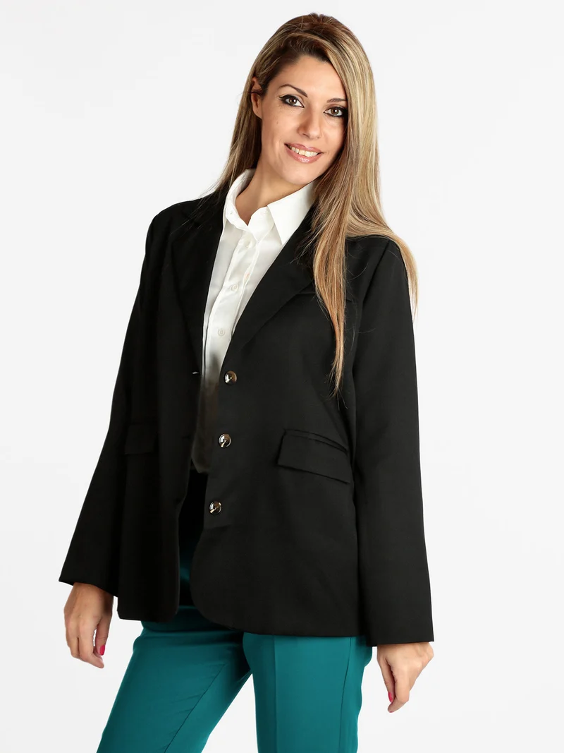 Blazer donna con bottoni - nero