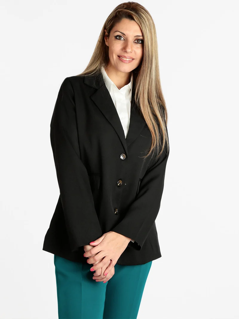 Blazer donna con bottoni - nero