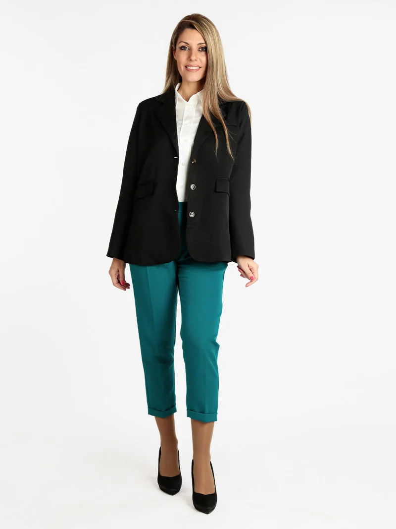 Blazer donna con bottoni - nero