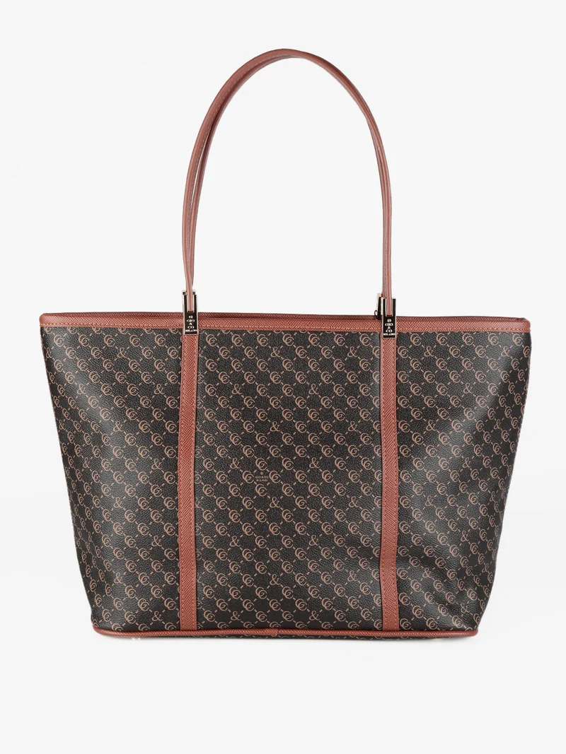 Borsa tote con stampe - moro