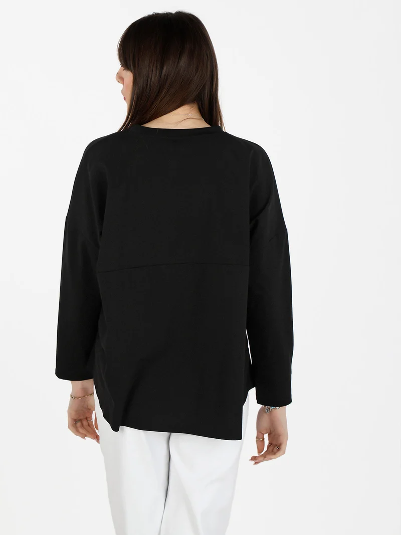Maxi t-shirt donna oversize con taschino - nero