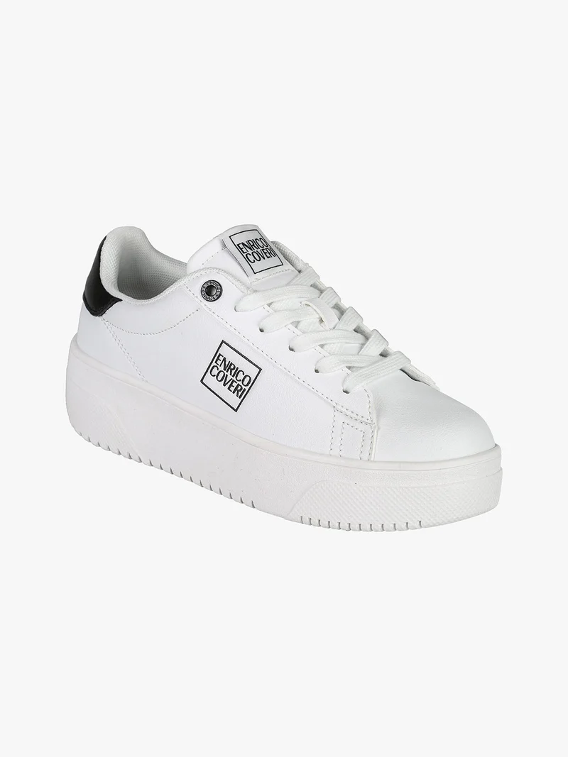 Sneakers stringate da donna con platform - bianco